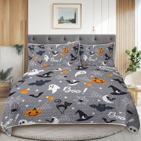 3pcs Halloween Pumpkin Set Comforter Set For Girls Boys Women, Soft Lightweight Halloween Bedding Set 1 Coverlet And 2 Pillowcases (Option: King-Multicolored)